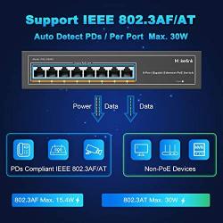 MokerLink 8 Port Gigabit PoE Switch, 8 PoE+ Ports 1000Mbps, 802.3af/at 120W, Metal Fanless Unmanaged Plug and Play