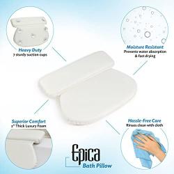 Epica 2X-Thick Luxury Spa Bath Pillow, SuperGrip Suction Cups