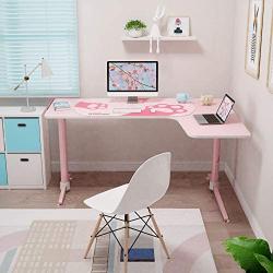 EUREKA ERGONOMIC L60 Corner Gaming Desk, L-Shape Pink Gaming Computer Desk Home Office Writing Table 60 X 43in W Mousepad Popular Gift for Girl/Female/E-Sports Lover Right Side