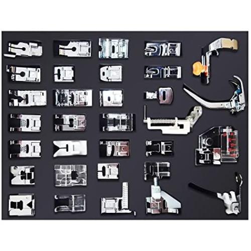 NUZAMAS [Updated] 32pcs Professional Sewing Machine Presser Feet Set, Multifunction Domestic Presser Foot Space Parts Accessories for Brother, Babylock, Singer, Janome, Kenmore, Box Packed