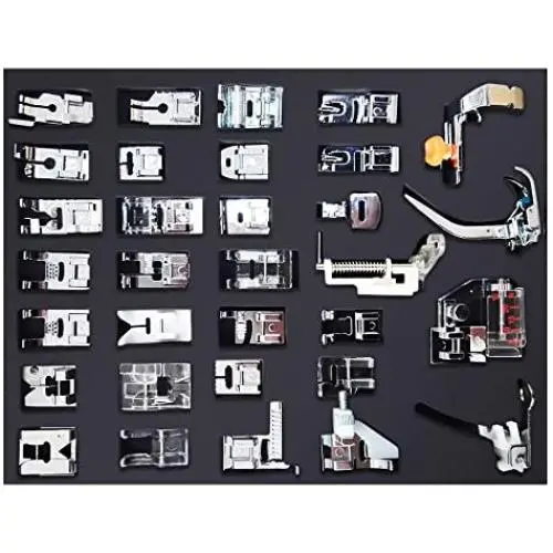 NUZAMAS [Updated] 32pcs Professional Sewing Machine Presser Feet Set, Multifunction Domestic Presser Foot Space Parts Accessories for Brother, Babylock, Singer, Janome, Kenmore, Box Packed