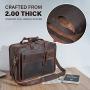 Texbo Mens Solid Full Grain Cowhide Leather Large 17 Inch Laptop Briefcase Messenger Bag Tote with YKK Metal Zippers