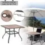 Sophia & William Patio Dining Table Umbrella Table Outdoor Coffee Bistro with Hole for Lawn Garden Pool Sturdy Metal Steel Frame Easy to Care Special Wood-Like Table top Design 37'' x 37'' Square Table Sophia & William Patio Dining Table Umbrella Table Outdoor Coffee Bistro with Hole for Lawn Garden Pool Sturdy Metal Steel Frame Easy to Care Special Wood-Like Table top Design 37'' x 37'' Square Table