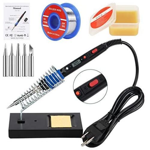 Soldering Iron Kit, 80W 110V LCD Digital Soldering Welding Iron Kit 356-896℉( 180-480℃), Portable Adjustable Temperature Soldering Kit, for Metal, Jewelry, Electric Repairing, DIY