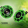 FARBIN Eletric Car Horn Super tone 12V High Tone/Low Tone Metal Twin Horn Kit with Protective Grill (green)