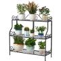 FaithLand Metal Scrollwork Design 3 Tier Plant Stand Indoor/Outdoor, Home Storage Organizer Shelf Rack, Flower Pots Holder, Plant Display Rack, Stand Shelf, Black