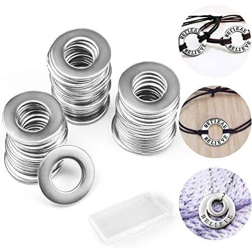 50 Pcs 20mm Stainless Stamping Blank, Silver Round Washers for Automotive Fasteners Bracelet Jewelry Marking (20MM)