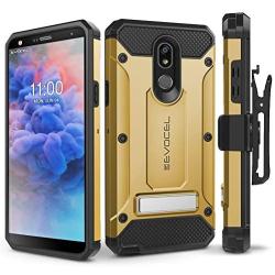 Evocel Explorer Series Pro Phone Case Compatible with Stylo 5 with Glass Screen Protector and Belt Clip Holster, Gold