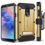 Evocel Explorer Series Pro Phone Case Compatible with Stylo 5 with Glass Screen Protector and Belt Clip Holster, Gold