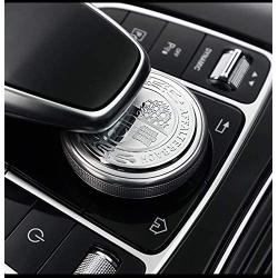 MAXDOOL AMG Metal Modified Center Console Multimedia Control Button Knob Trims Cover Emblems Stickers for Mercedes Benz A B E GLK GLA CLA GLE ML GL Class (47mm Knob)