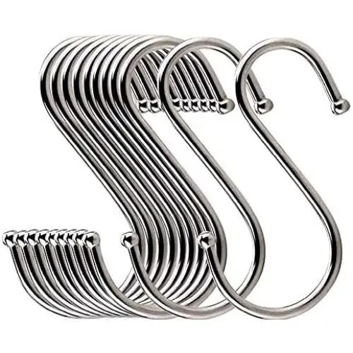 LOYMR 10 Pack 4.7 Inches Extra Large S Shape Hooks Heavy-Duty Metal Hanging Hooks Apply Kitchenware Bathroom Utensils Plants Towels Gardening Multiple uses Tools （Silver)