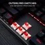 AUKEY Mechanical Keyboard Red Switch Gaming Keyboard with Red Backlit, 104 Keys 100% Anti-ghosting with Metal Top Panel and Water-Resistant Design for PC and Laptop Gamers, Black
