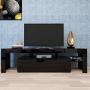 HOVNEE TV Stand Entertainment Center with 20 LED Color Effects, Living Room Console Table Storage Cabinet Television Stands for 65 inch TVs, Black
