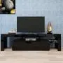 HOVNEE TV Stand Entertainment Center with 20 LED Color Effects, Living Room Console Table Storage Cabinet Television Stands for 65 inch TVs, Black