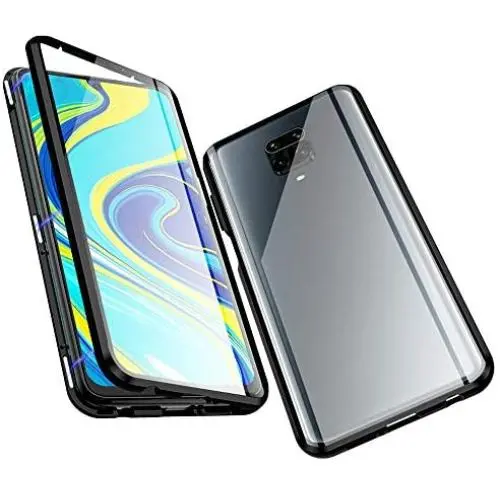 Jonwelsy Magnetic Adsorption Case for Redmi Note9 Pro, 360 Degree Front and Back Clear Tempered Glass Flip Cover, Metal Bumper Frame for Redmi Note9S (Black) Jonwelsy Magnetic Adsorption Case for Redmi Note9 Pro, 360 Degree Front and Back Clear Tempered Glass Flip Cover, Metal Bumper Frame for Redmi Note9S (Black)