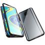 Jonwelsy Magnetic Adsorption Case for Redmi Note9 Pro, 360 Degree Front and Back Clear Tempered Glass Flip Cover, Metal Bumper Frame for Redmi Note9S (Black)