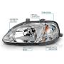 AmeriLite Chrome Replacement Headlights Set For 99-00 Honda Civic - Passenger and Driver Side