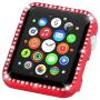 Leotop Compatible with Apple Watch Case 38mm, Metal Bumper Protective Cover Frame Accessories Women Girl Bling Shiny Crystal Rhinestone Diamond Compatible iWatch Series 3/2/1 (Diamond Red, 38mm)