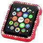 Leotop Compatible with Apple Watch Case 38mm, Metal Bumper Protective Cover Frame Accessories Women Girl Bling Shiny Crystal Rhinestone Diamond Compatible iWatch Series 3/2/1 (Diamond Red, 38mm)