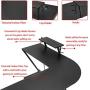 Mr IRONSTONE L-Shaped Gaming Desk 50.8'' Computer Corner Game Desk, Home Office Writing Workstation with Large Monitor Stand,Cup Holder & Headphone Hook Textured Carbon Fiber