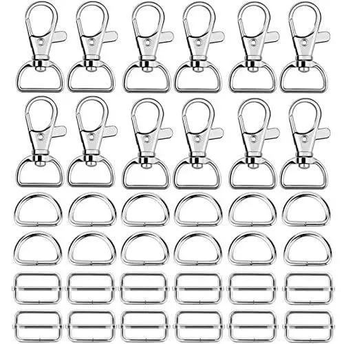 Hysagtek 60 Pcs Metal Keychain Bulk - Swivel Snap Hooks, D Ring and Slide Buckle Triglide for Handbag Purse HardwareFasteners, Strap, Backpack DIY Craft Accessories, 1 Inch, Silver Hysagtek 60 Pcs Metal Keychain Bulk - Swivel Snap Hooks, D Ring and Slide Buckle Triglide for Handbag Purse HardwareFasteners, Strap, Backpack DIY Craft Accessories, 1 Inch, Silver
