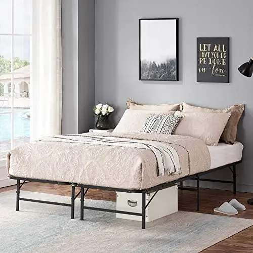 VECELO 14 Inch Foldable Metal Platform Bed Frame, Tool-Free Assembly/Box Spring Replacement/Quiet Noise Free-Queen, Black VECELO 14 Inch Foldable Metal Platform Bed Frame, Tool-Free Assembly/Box Spring Replacement/Quiet Noise Free-Queen, Black