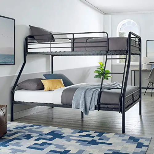 Amazon Basics Heavy Duty Twin-Over-Full Metal Bunk Bed, Easy Assembly with Enhanced Upper-Level Guardrail, Black Amazon Basics Heavy Duty Twin-Over-Full Metal Bunk Bed, Easy Assembly with Enhanced Upper-Level Guardrail, Black