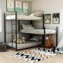 Furniture of America Crossman Metal Triple Twin Bunk Bed in Sand Black