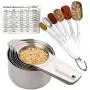 Measuring Cups and Spoons Set Stainless Steel, 13 Piece. 7 Heavy Metal Measuring Cups. 6 Long Handled Nesting Spoons. Dry or Liquid Ingredient. Engraved Metric Measure. Bonus Magnetic Conversion Chart Measuring Cups and Spoons Set Stainless Steel, 13 Piece. 7 Heavy Metal Measuring Cups. 6 Long Handled Nesting Spoons. Dry or Liquid Ingredient. Engraved Metric Measure. Bonus Magnetic Conversion Chart