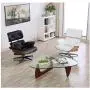 Mid Century Lounge Chair and Ottoman, Expanded Size Classic Modern Chair, Top Grain Leather Palisander Wood, Heavy Duty Base Support for Living Room, Study, Lounge, Office
