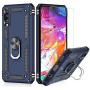 Suordii for Galaxy A01 Case with HD Screen Protector 360 Metal Rotating Ring Kickstand Holder Magnetic Car Mount Armor Heavy Duty Shockproof Case for Samsung Galaxy A01 - Blue