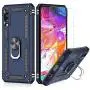 Suordii for Galaxy A01 Case with HD Screen Protector 360 Metal Rotating Ring Kickstand Holder Magnetic Car Mount Armor Heavy Duty Shockproof Case for Samsung Galaxy A01 - Blue