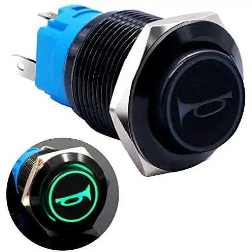 Taiss 12V 19mm Car Horn Speaker Momentary Push Button Switch 1NO 1NC SPDT Green Led Light 3/4'' Mounting Hole Raised Black Metal Toggle Switch For Car Boat Speakers Bells Modification G19LB-BK-G Taiss 12V 19mm Car Horn Speaker Momentary Push Button Switch 1NO 1NC SPDT Green Led Light 3/4'' Mounting Hole Raised Black Metal Toggle Switch For Car Boat Speakers Bells Modification G19LB-BK-G