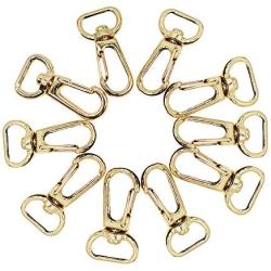 RETON 10 Pcs 39mm Metal Swivel Clasps Bag Clasps Lobster Swivel Trigger Clips Snap Hook for 13mm Strapping DIY Accessories (Light Gold)