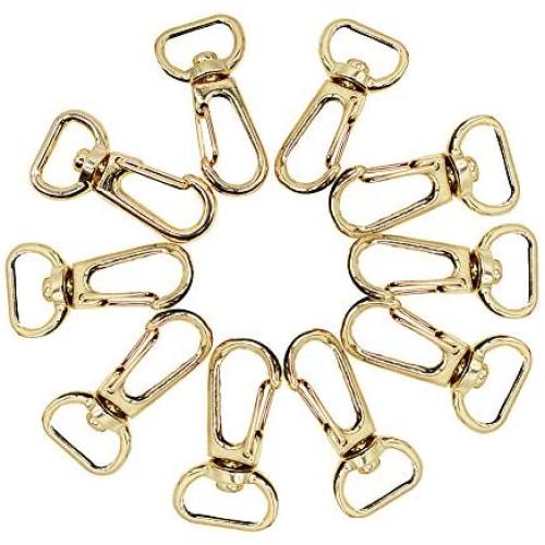 RETON 10 Pcs 39mm Metal Swivel Clasps Bag Clasps Lobster Swivel Trigger Clips Snap Hook for 13mm Strapping DIY Accessories (Light Gold)