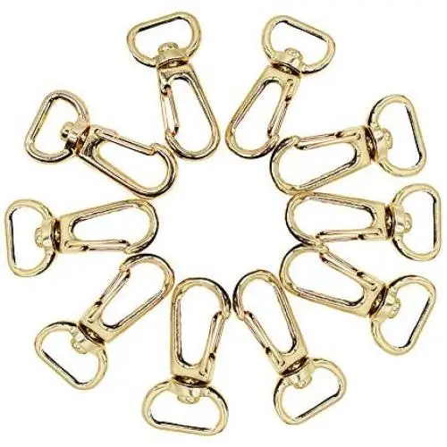 RETON 10 Pcs 39mm Metal Swivel Clasps Bag Clasps Lobster Swivel Trigger Clips Snap Hook for 13mm Strapping DIY Accessories (Light Gold)