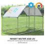 PawHut Galvanized Metal Chicken Coop Cage with Cover, Walk-in Pen Run