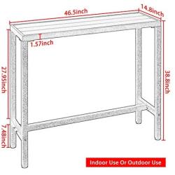 Mr IRONSTONE Outdoor Bar Table 46.5” Pub Height Dining Table Bistro Patio Table with Waterproof Top and Hammer Finish Stands