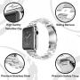 Watch Band Silver 38MM/40MM Stainless Steel Strap Wristband for Apple Watch Series4/3/2/1 All Version Comfortable Durable Folding Metal Clasp Classic Buckle Wrist Watch Strap,Updated Version