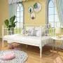 JURMERRY Metal Daybed Frame with Steel Slats Platform Furniture,White JURMERRY Metal Daybed Frame with Steel Slats Platform Furniture,White
