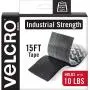 VELCRO Brand Heavy Duty Tape with Adhesive | 15 Ft x 2 In | Holds 10 lbs, Black | Industrial Strength Roll, Cut Strips to Length | Strong Hold for Indoor or Outdoor Use