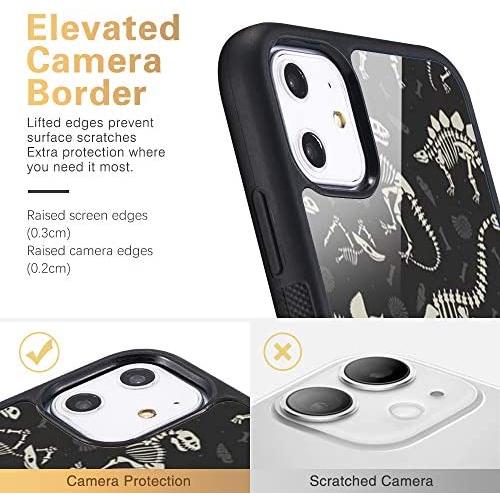 LuGeKe Dinosaur Skull Print Phone Case for iPhone 6/iPhone 6S,Dino Fossils Patterned Case Cover,Soft Silicone Case with Metal Sheet Anti-Stratch Bumper Protective Girls Phonecase(Dinosaur Bones)