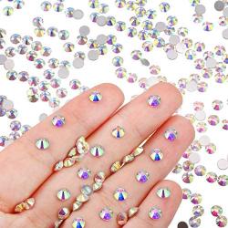 1440 Pack Crystal Flat Back Rhinestone Round Diamante Gems, Non-Self-Adhesive (Crystal AB, 4 MM)