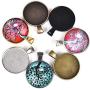 70 Pieces 7 Colors Bezel Pendant Trays Round Blanks for Jewelry Making, Metal Alloy Cabochon Round Dome-20 mm Diameter for Crafting DIY Photo Pendant Colorful (13/16 Inch)