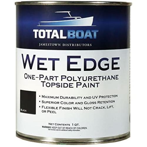 TotalBoat Wet Edge Marine Topside Paint for Boats, Fiberglass, and Wood (Black, Quart)