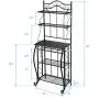 ROVSUN Upgrade Multiuse 5-Tier Metal Kitchen Bakers Rack , Microwave Storage Rack Oven Stand with Wine Storage Organizer Workstation Black (25'' x 16'' x 68'')