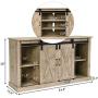 Tangkula Farmhouse Sliding Barn Door TV Stand, Vintage Rustic TV Cabinet Stand Fit Up to 60-inch TVs, Storage Cabinets with 2 Gliding Doors & Adjustable Shelves, Home Living Room Furniture (Natural)