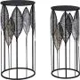 FirsTime & Co. Loraina Leaves Outdoor Plant Stand 2-Piece Set, American Crafted, Black, 12.5 x 12.5 x 27.5 ,