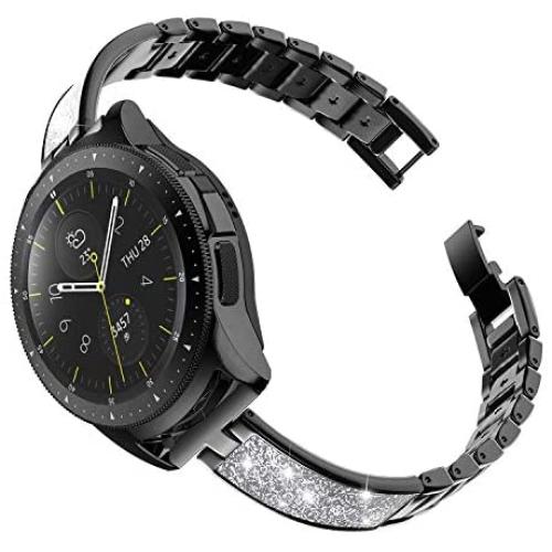 TOYOUTHS Stylish Strap Compatible with Samsung Galaxy Watch 42mm Bands Women Replacement Slim Wristband for Galaxy Active 2 40mm 44mm/Gear S2 Classic/Gear Sport Stainless Steel Metal+Leather