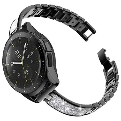 TOYOUTHS Stylish Strap Compatible with Samsung Galaxy Watch 42mm Bands Women Replacement Slim Wristband for Galaxy Active 2 40mm 44mm/Gear S2 Classic/Gear Sport Stainless Steel Metal+Leather
